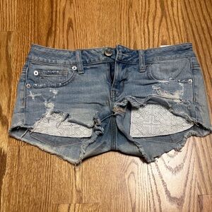 American Eagle Blue Distressed Jean Shorts